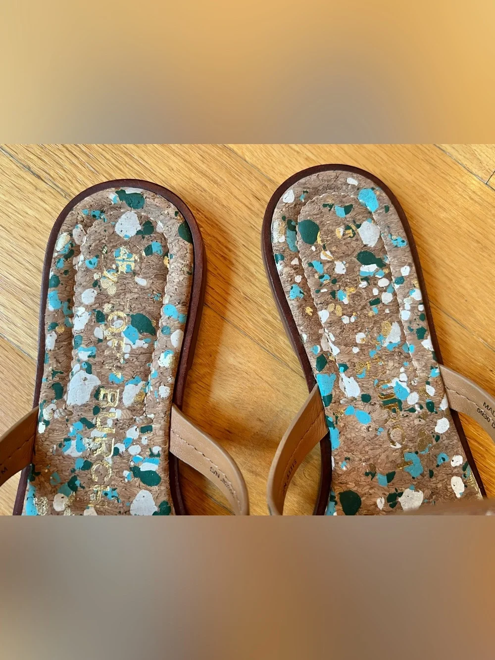 Tory Burch Blue Confetti Miller Welt Cork Sandals